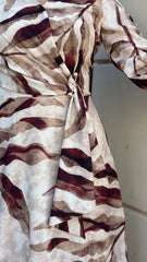 فستان ستان بيج وبني