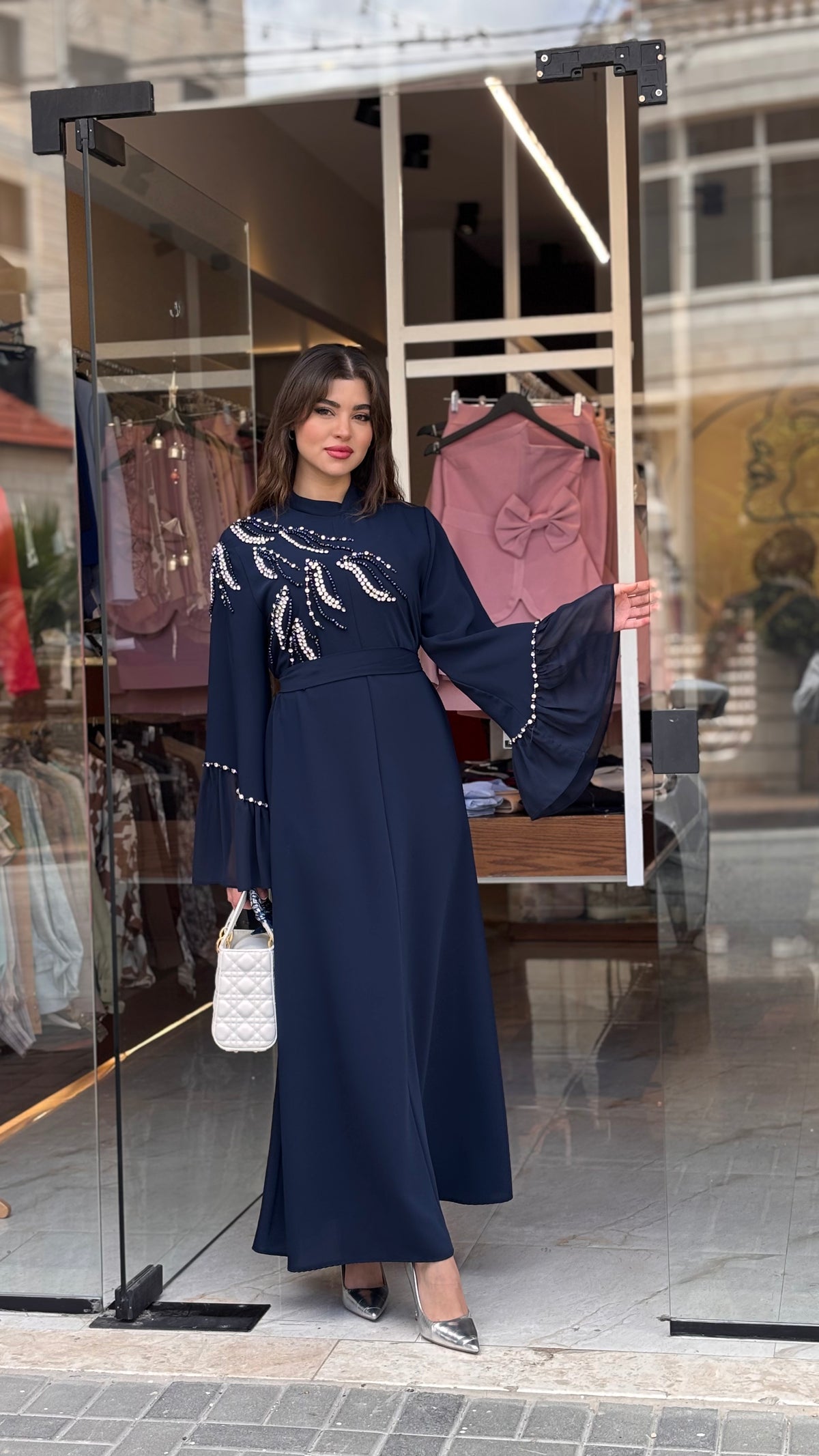 عباي كحلي مسكرة- خرز شك ايد